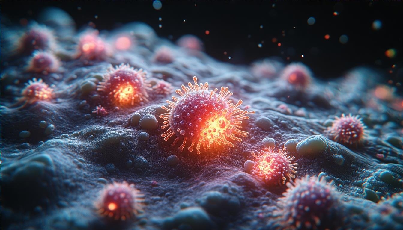 Neon bacteria on skin surface
